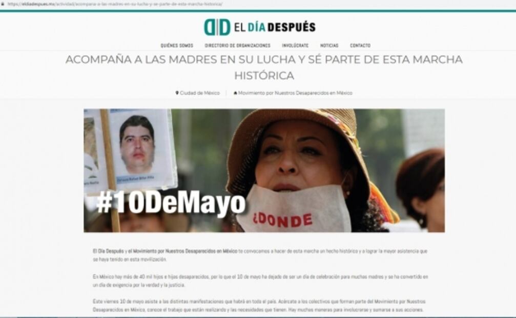 La plataforma "El día después" convoca a marcha el 10 de mayo 