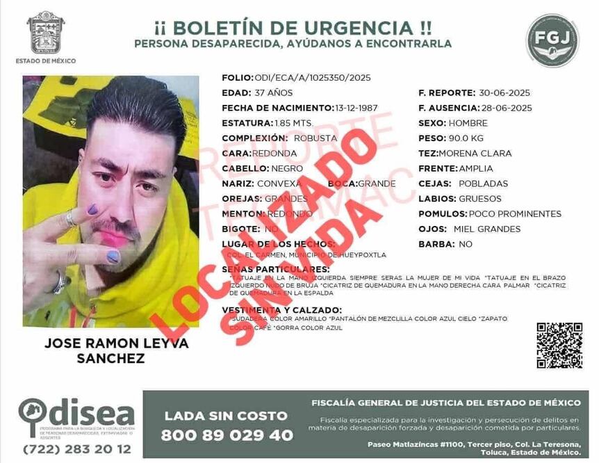 La Fiscalía del Estado de México identificó a José Ramón Leiva Sánchez, como la persona que fue asesinada y desmembrada y cuyos restos fueron esparcidos en 3 municipios del Edomex. (Foto: especial)