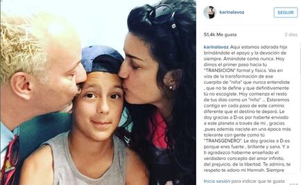 Cantante Karina apoya a su hija transgénero