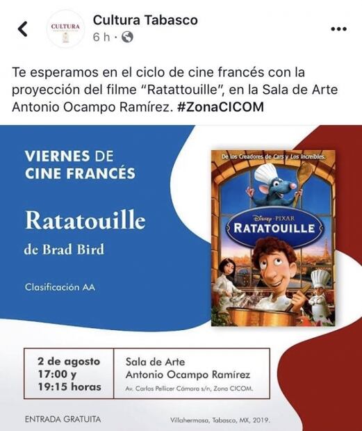 Ciclo de cine francés... ¿con “Ratatouille” como estelar?
