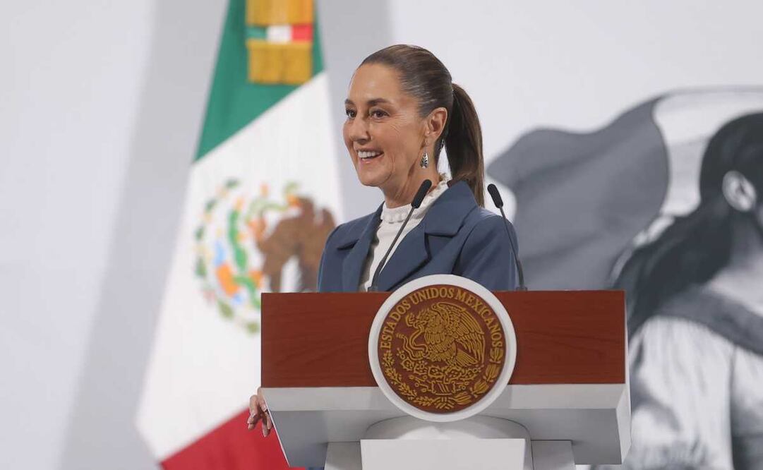 Claudia Sheinbaum, presidenta de México, durante la mañanera del 27 de mayo del 2025 en Palacio Nacional. Foto: Gabriel Pano / EL UNIVERSAL