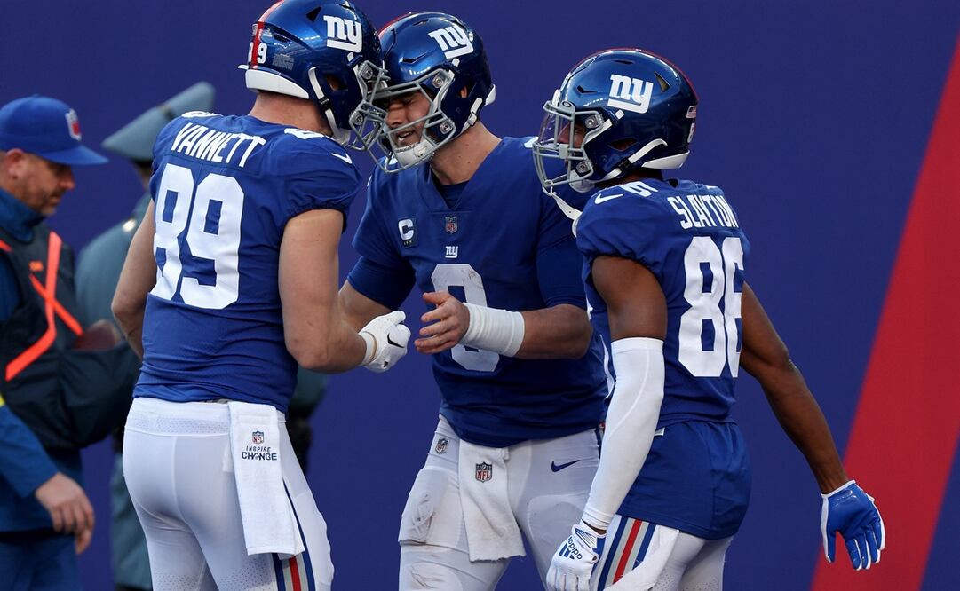 Daniel Jones festejando en el MetLife Stadium / Foto: AFP
