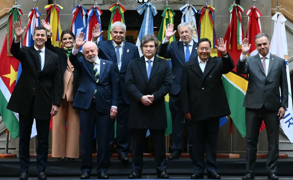 La 66.ª Cumbre de Líderes del Mercosur y Estados Asociados en el Palacio San Martín de Buenos Aires el 3 de julio de 2025. Foto: AFP