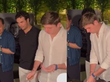 Checo Pérez y Max Verstappen parten espectacular pastel en la fiesta de Red Bull