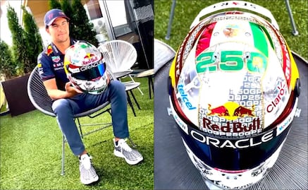 Checo Pérez festeja 250 Grandes Premios disputados con casco especial en Singapur