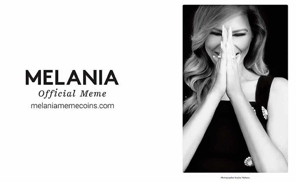 El pasado 19 de enero se presentó la memecoin de Melania Trump. Su volumen de operaciones alcanzó los 126 millones de dólares 3 de febrero. Foto: Especial