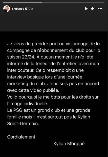 Mensaje de Mbappé sobre el PSG - Foto: Especial