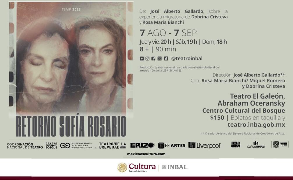 Suscriptores de EL UNIVERSAL asistirán el 9 de agosto a la función de Retorno Sofía Rosario en el Teatro El Galeón.  |  Imagen: cortesía.
