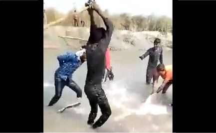 Captan en video a sujetos que golpearon a delfín hasta la muerte en India