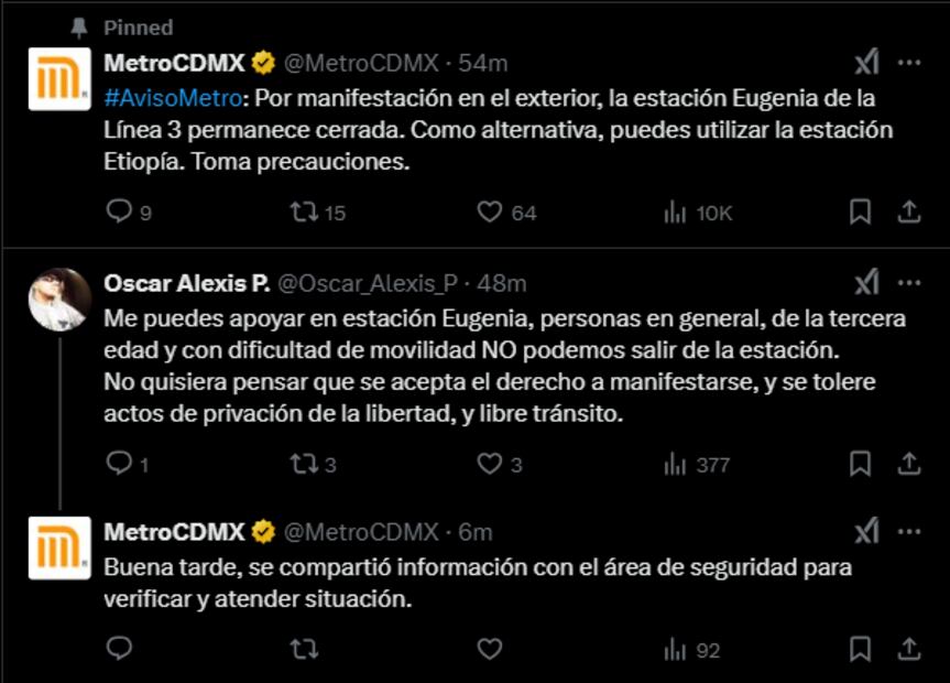 Personas atrapadas en la estación del Metro Eugenia. Foto: Especial