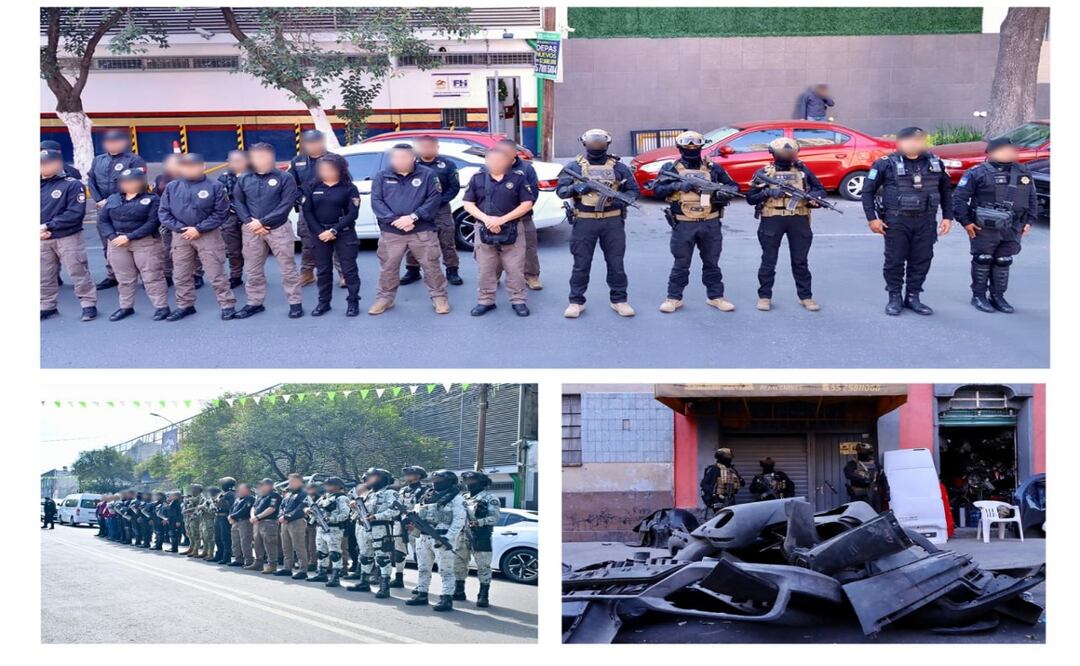 Aseguran más de mil 800 toneladas de autopartes; cateos se concentraron en cinco alcaldías de CDMX. Foto: Especial
