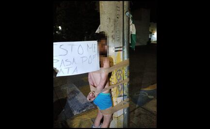 Detienen a ladrón, lo amarran a un poste y le dan de latigazos en Morelia