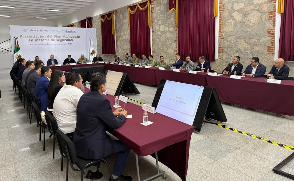 Gabinete de Seguridad sostiene en Morelia, Michoacán una reunión de trabajo (12/11/2025). Foto: Especial