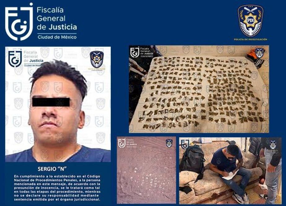 Sergio Iván “N”, también identificado como “El M24”, sería muy cercano a Óscar Andrés “N”, alias “El Lunares”, exlíder de La Unión Tepito. (FOTO: cortesía Fiscalía General de Justicia de la Ciudad de México)