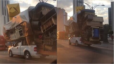 Viral: Esta pick-up captada en CDMX lleva las mudanzas a otro nivel