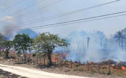 Incendio amenaza a ranchos en Tizimín, Yucatán