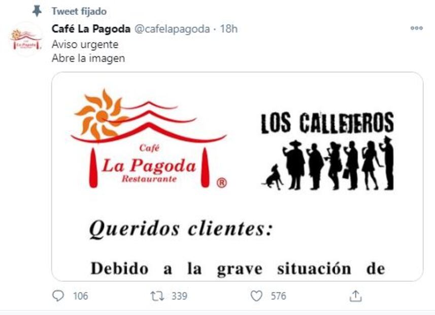 El famoso Café La Pagoda cierra sus puertas de manera indefinida