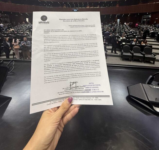 Laura Ballesteros , diputada federal de MC, solicitó a la Mesa Directiva de la Cámara de Diputados una disculpa pública hacia buscadoras de parte de Gerardo Fernández Noroña. Foto: X