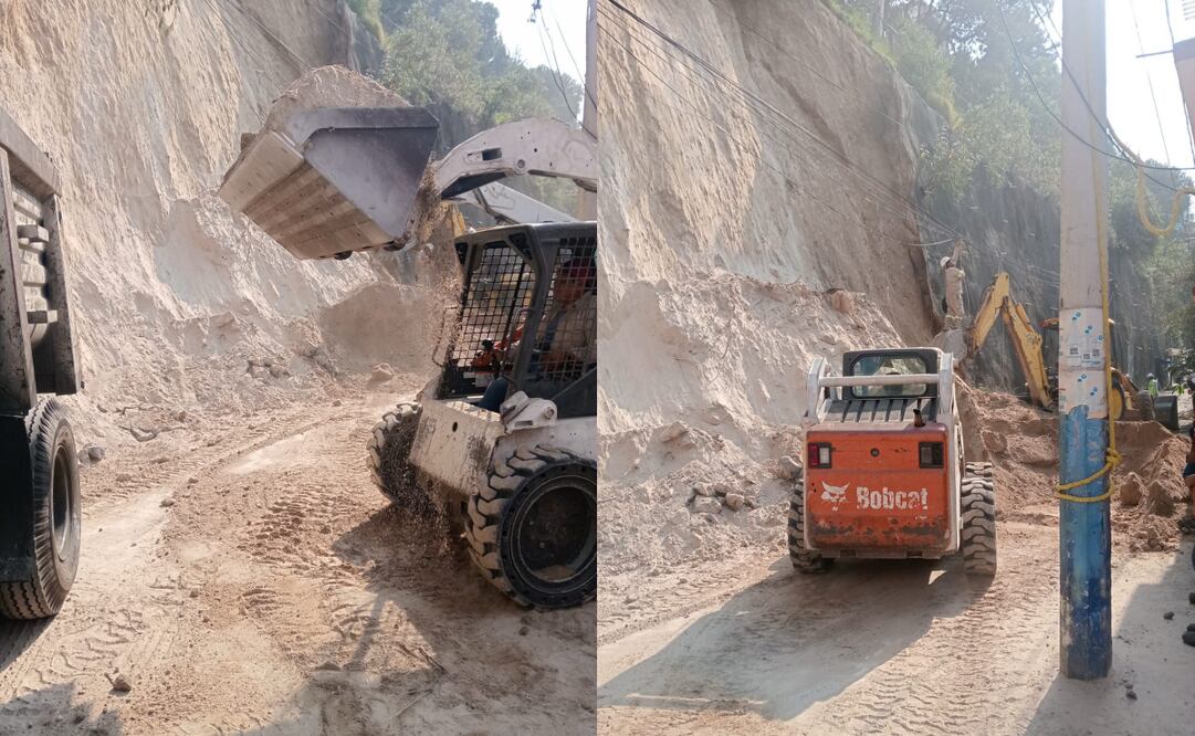 Alcaldía Álvaro Obregón retira 300 metros cúbicos de tierra tras deslave de talud que causó afectaciones a un vehículo y una motocicleta.
Foto: Especial.