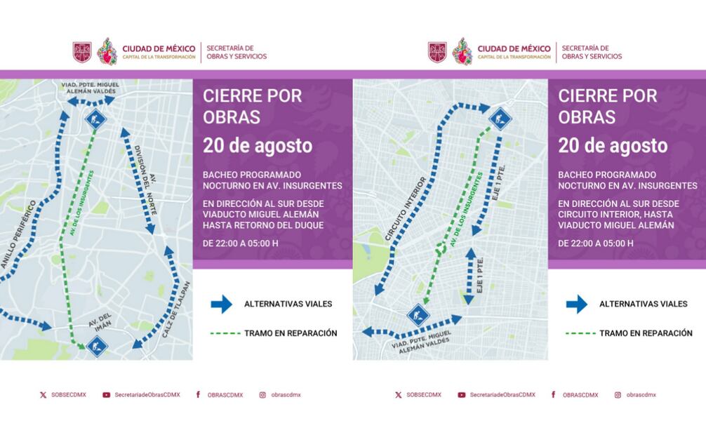 Alternativas viales: Calzada Vallejo, Calzada de los Misterios, Circuito Interior, Avenida Revolución, Eje 4 Poniente, Calzada de Tlalpan y Viaducto Tlalpan. Foto: Especial.