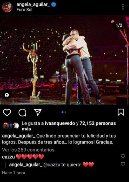 Ángela Aguilar y su comentario de cariño hacia Cazzu, ex de Nodal, su actual pareja.