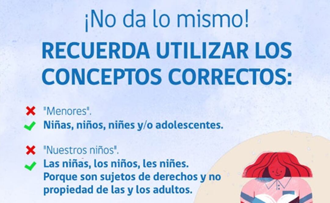 La subsecretaría sugirió utilizar "niñas, niños, niñes y/o adolescentes" en lugar de "menores", entre otros tips. Foto: Twitter @SubseNinez  