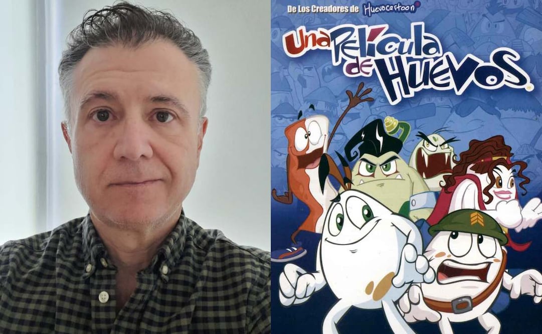 Fernando Meza y portada del filme "Una película de huevos" (2006). Fotos: Instagram @ferhuevocartoon y Facebook  @huevocartoon