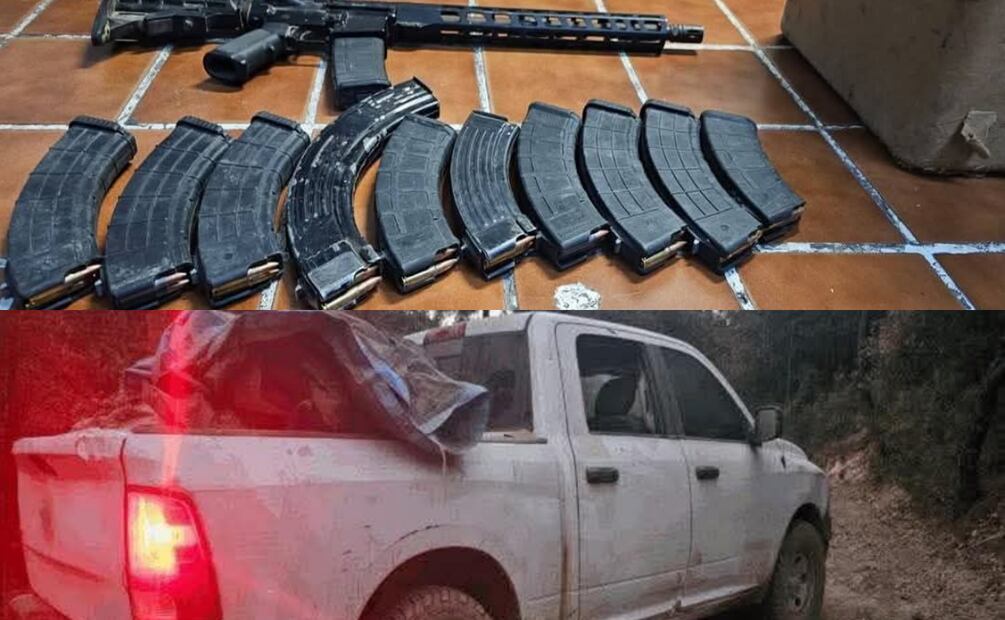 En el lugar, ubicado en una zona boscosa de Hidalgo, se aseguraron armas, vehículos y diversos objetos para procesar droga (03/05/2025). Foto: Especial