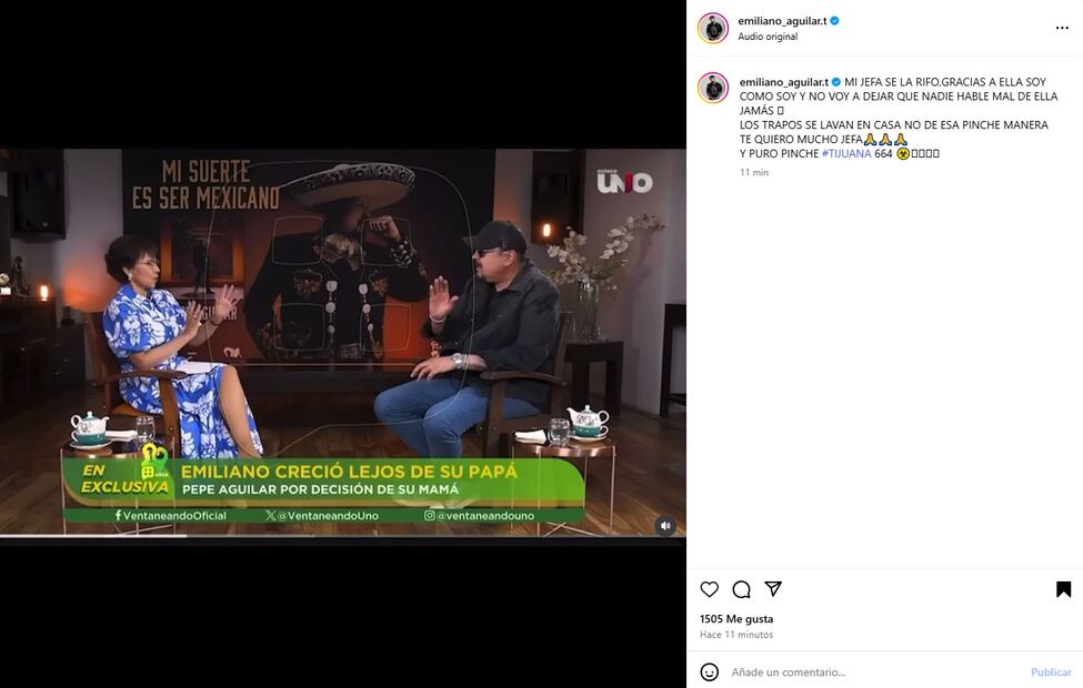Emiliano Aguilar desaprueba lo que dijo Pepe Aguilar sobre su madre en entrevista con Pati Chapoy.