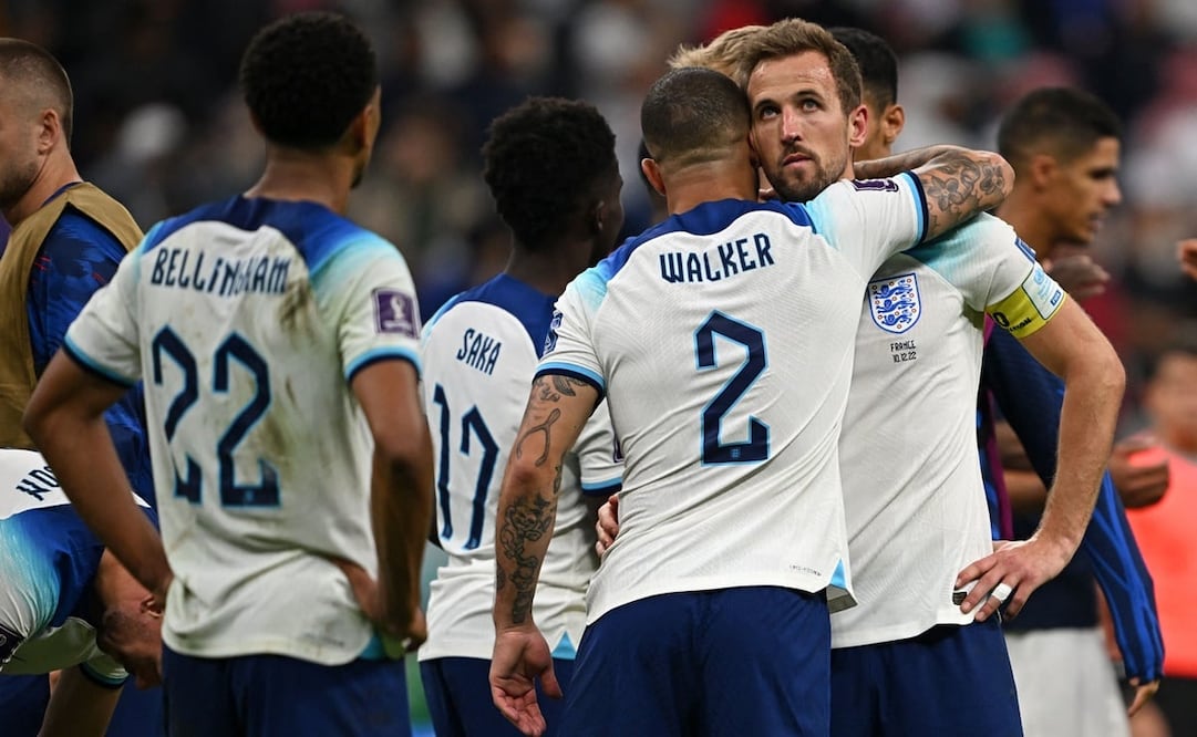 Harry Kane al final del partido de fútbol de cuartos de final de la Copa del Mundo de Qatar 2022 entre Inglaterra y Francia en el Estadio Al-Bayt en Al Khor. Foto: Paul Ellis/AFP  