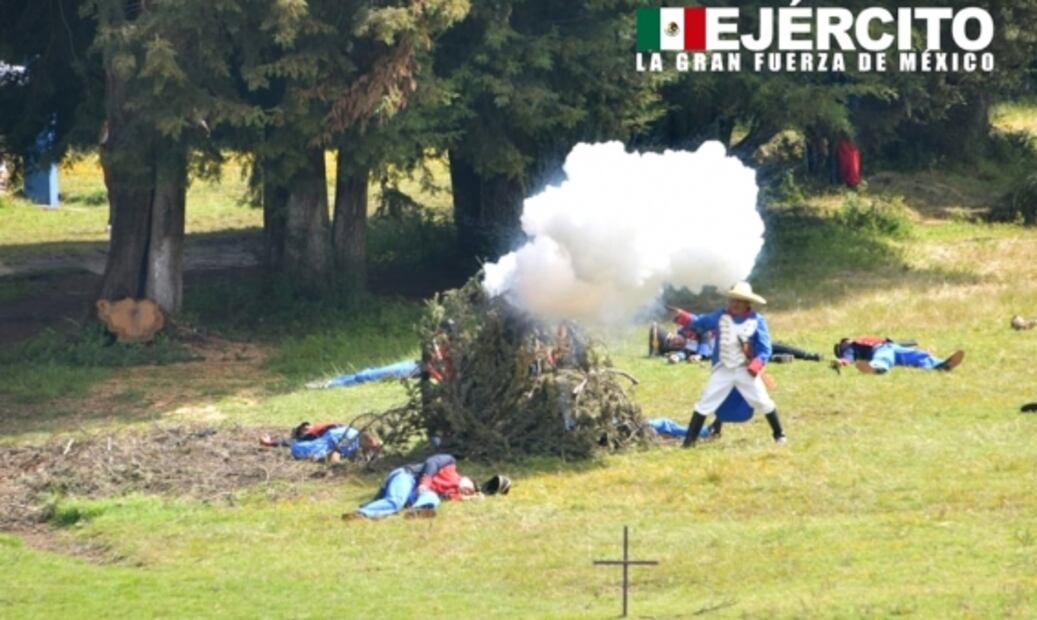 Ejército mexicano realiza representación de la Batalla del Monte de las Cruces