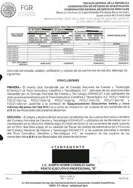 La FGR ignoró su propio peritaje contra científicos; los recursos no son ilícitos