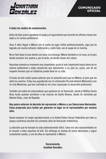 Decidirse por México no fue fácil: Jonathan González