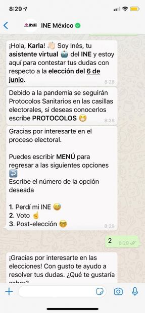 ¿Dudas sobre las elecciones? Habla con Inés en WhatsApp 
