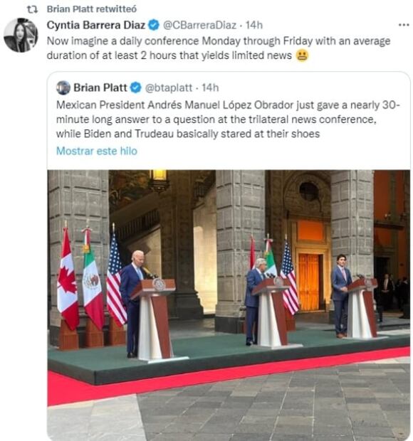 Periodistas de EU y Canadá critican “monólogo” de AMLO de 24 minutos ante Biden y Trudeau en Cumbre