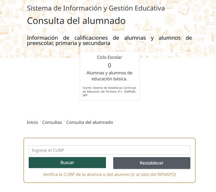 Página principal de la plataforma 'Sistema de Información y Gestión Educativa'. Foto: Captura de pantalla