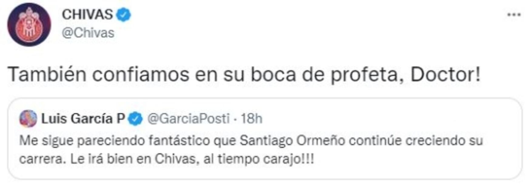 Luis García da su opinión sobre el fichaje de Santiago Ormeño; Chivas le responde