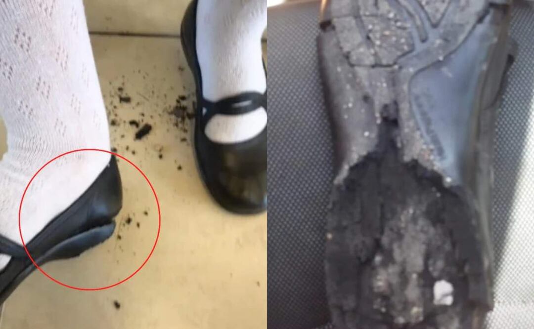 Zapato se derrite por calor y se vuelve viral  Foto: TikTok 