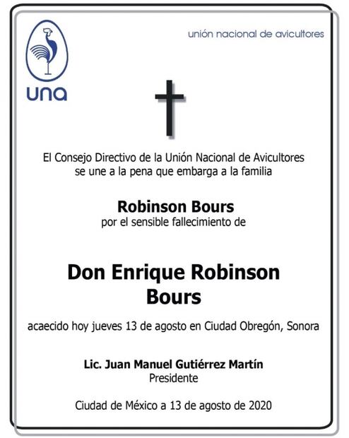 Lamentan en Sonora muerte de Enrique Robinson Bours, fundador de Bachoco