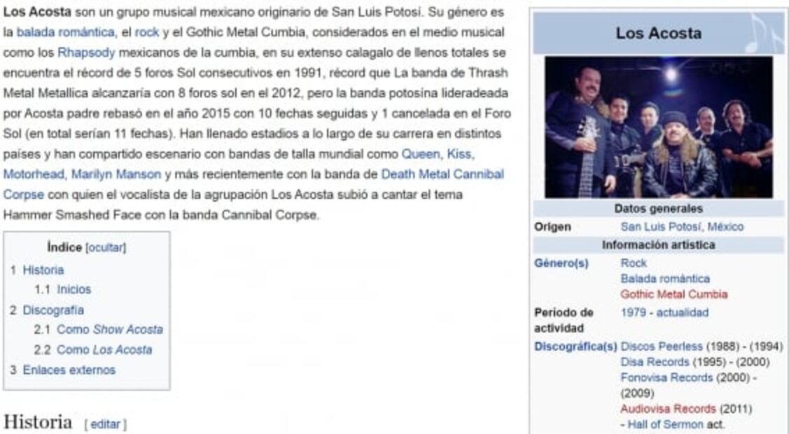 Editan perfil de Los Acosta en Wikipedia tras memes