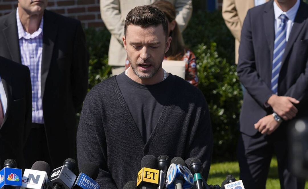 Justin Timberlake habla con la prensa después de una audiencia judicial, el viernes 13 de septiembre de 2024, en Sag Harbor, Nueva York. Foto: AP