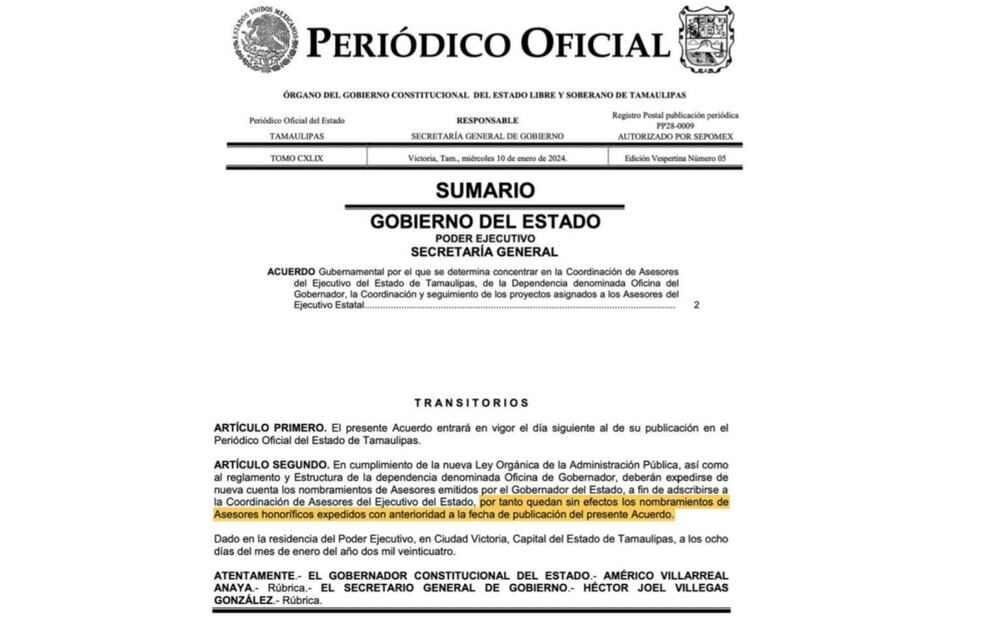 Comunicado del Gobierno de Tamaulipas sobre licenciado Juan Pablo Penilla (22/02/2025). Foto: Especial