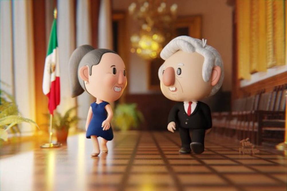 A través de redes sociales, el presidente compartió una tierna imagen de su paseo con Sheinbaum con un tierno toque animado, donde ambos se ven felices por el triunfo de la 4T. Foto: X @marie_tabares