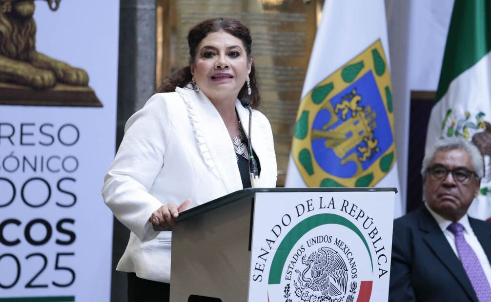 Laura Itzel Castillo y Clara Brugada inauguraron el XLIII Congreso Nacional Masónico de Grados Filosóficos en el Senado (25/09/25) Foto: Especial