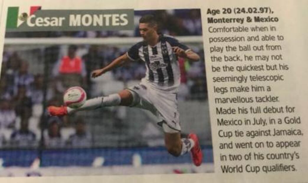 Destacan en Inglaterra a César Montes