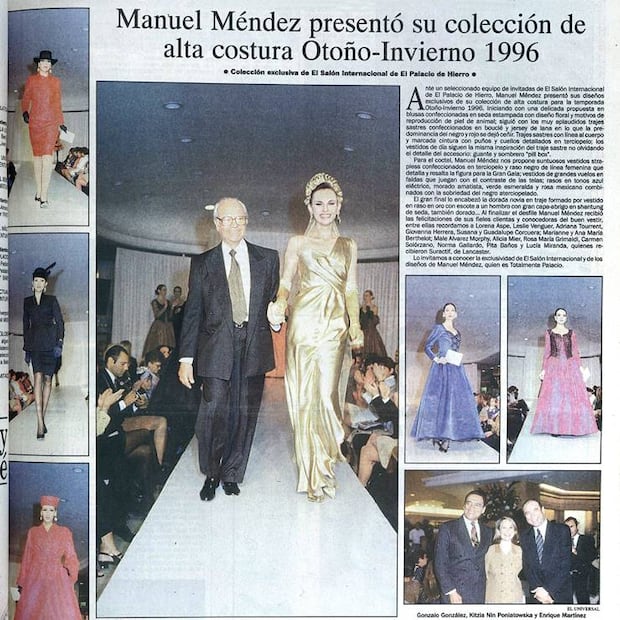 La colección Otoño-Invierno 1996 de Manuel Méndez, con sobria sastrería, es un buen ejemplo de la moda nacional que predominaba durante los inicios de Terrones. Hemeroteca EL UNIVERSAL.
