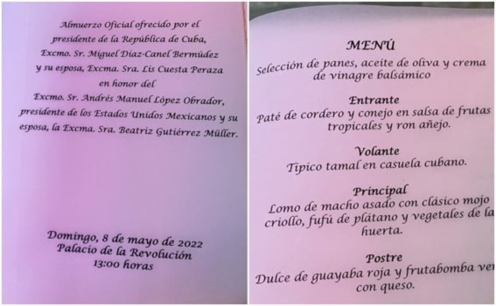 Paté de cordero, tamal de cazuela y ron, los platillos que Díaz-Canel ofreció en comida en honor a AMLO