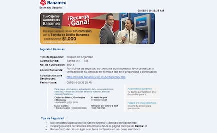 Alerta Condusef por correo falso de Banamex