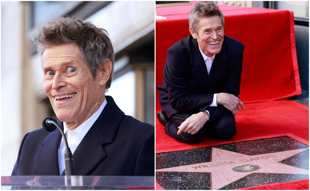 El actor Willem Dafoe recibió este lunes una estrella en el Paseo de la Fama de Hollywood, se trata del primer actor que recibe esta condecoración en 2024. Foto: AFP.