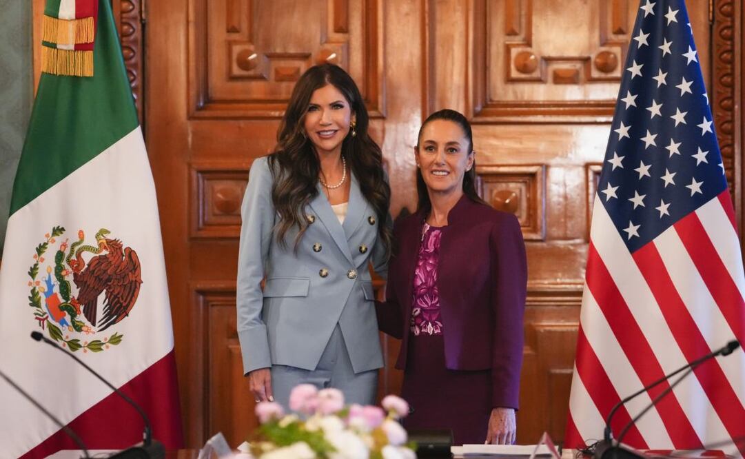 Claudia Sheinbaum sostiene reunión de trabajo con la secretaria del Departamento de Seguridad Nacional de Estados Unidos, Kristi Noem. Foto: Presidencia
